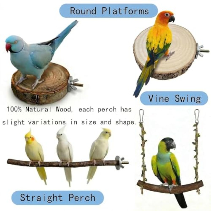 8PCS natural wood bird perches - Health & Wellness Fee recension och pris